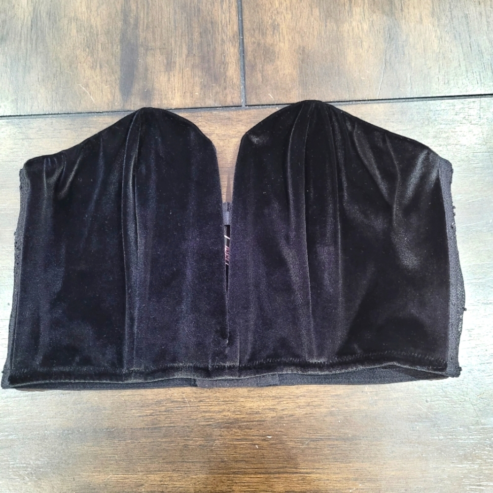 Victoria's Secret Black Velvet Strapless Bustier Bra